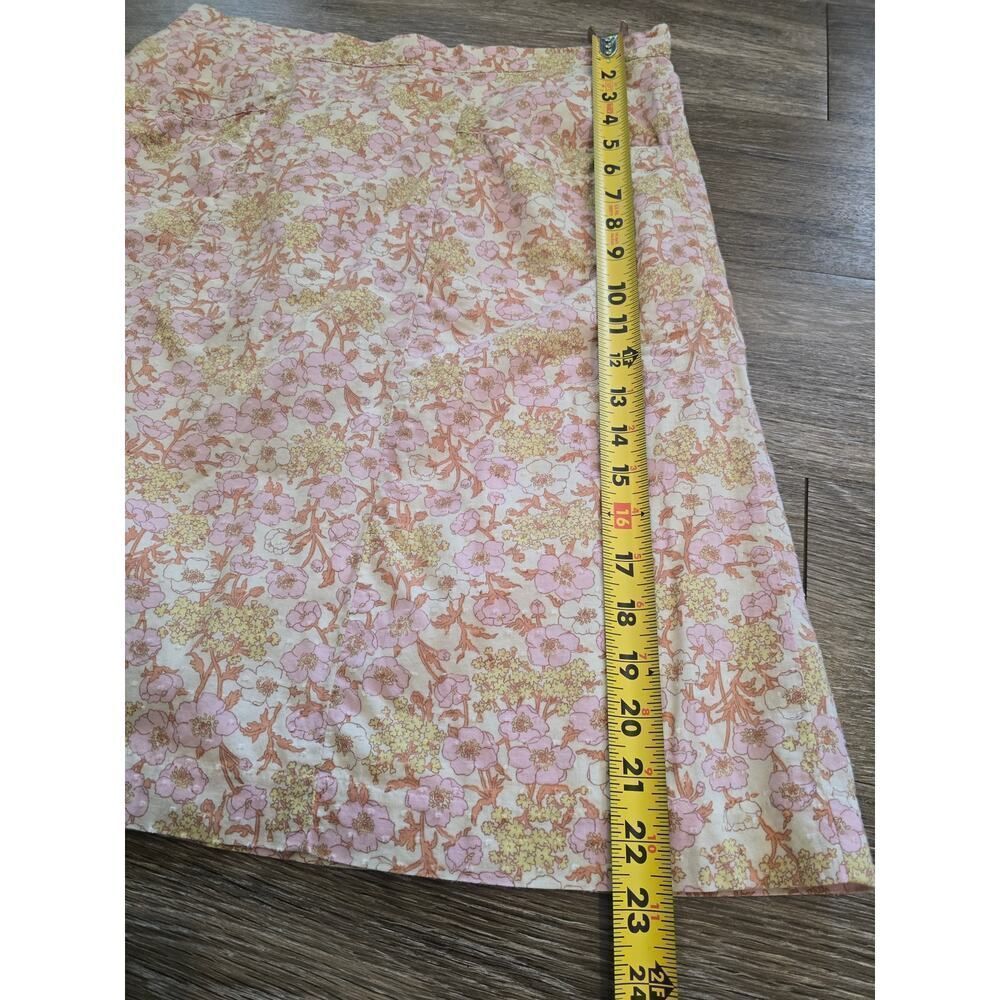 American Eagle Floral Cotton Skirt Size 6 with Pockets Pink Peach Cream A‑Line - Picture 7 of 7